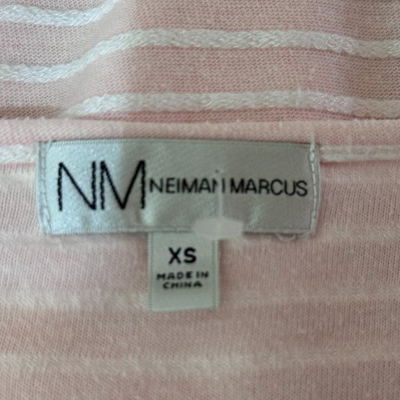Neiman Marcus Women's Sz XS Knit Top 3/4 Bell Sleeve Light Pink/White Striped - Picture 8 of 11